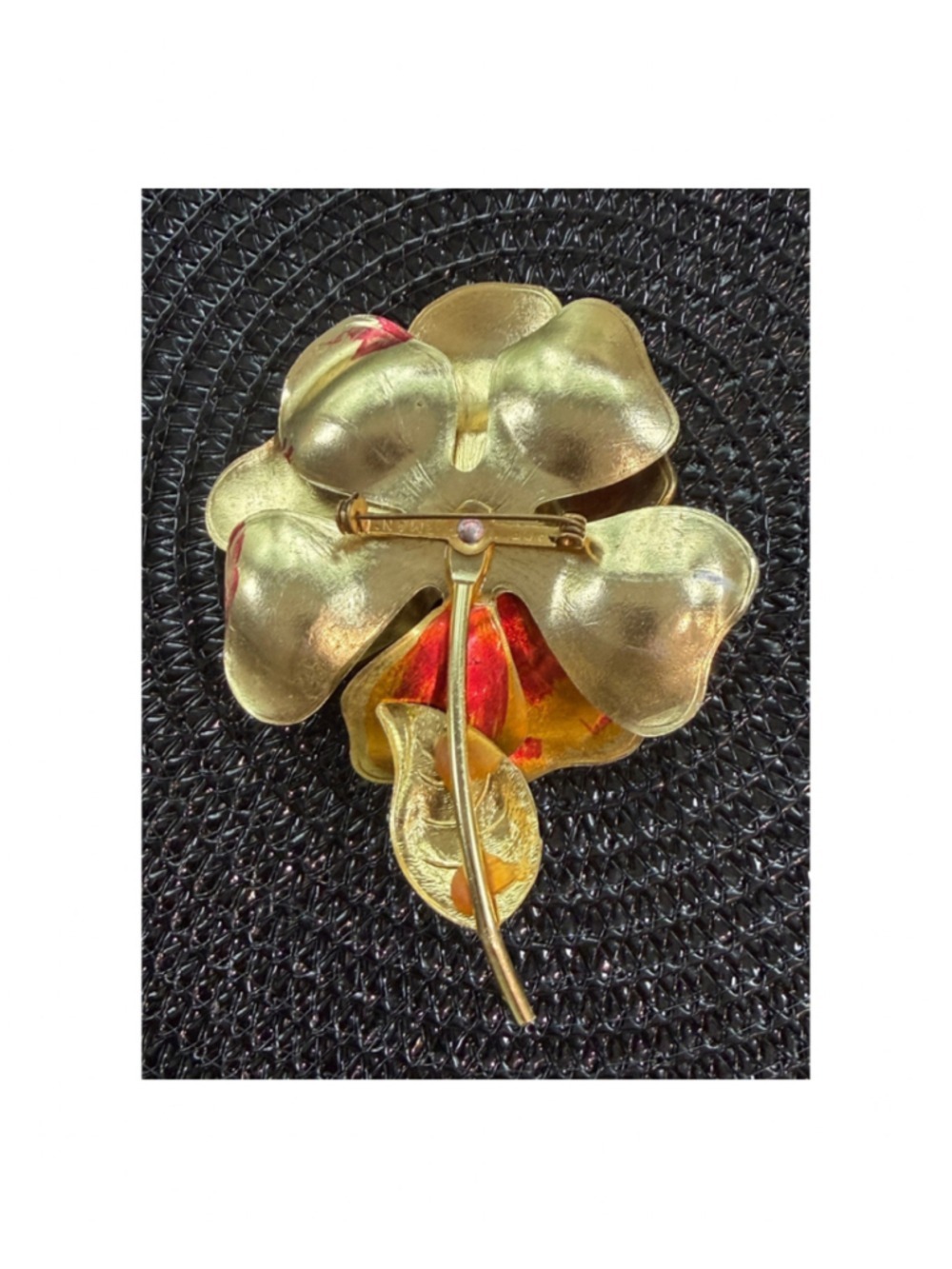 Red Gold Flower Brooch One Size - Picture 3 of 4